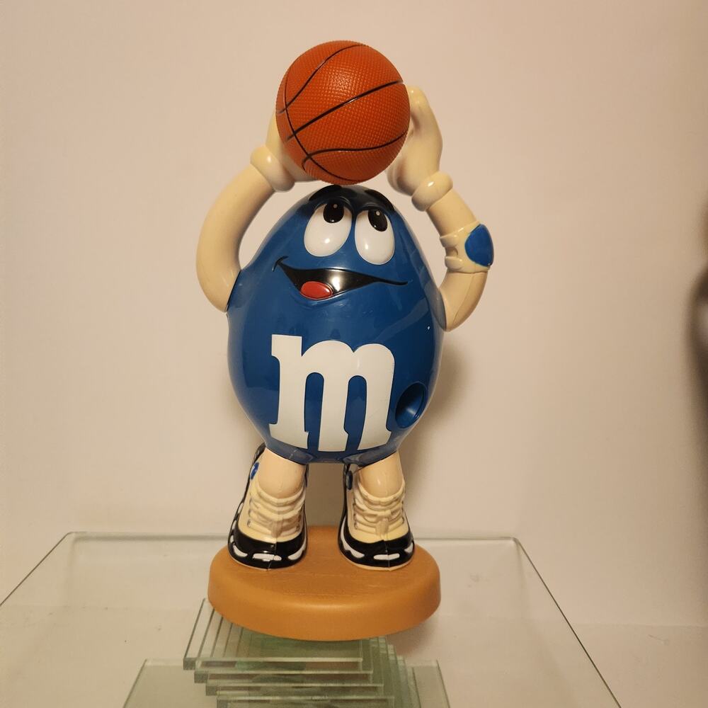 Vintage 12" Blue M&M's Basketball Themed Dispenser Great Condition